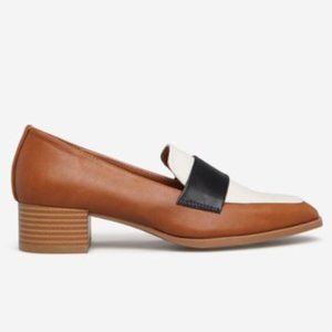 Brown Block Heel Loafer EUC